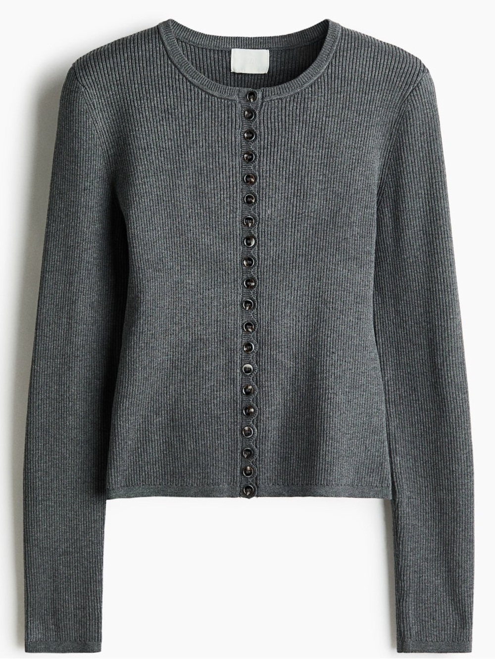 H&M Dark Gray Ribbed Button-Up Cardigan